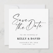 Modern minimalistisch zwart en wit eenvoudig save the date (Voorkant)