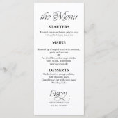 Modern Minimalistisch Zwart en Wit Trouwmenu Menu (Voorkant)