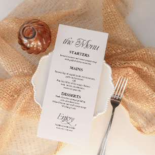 Modern Minimalistisch Zwart en Wit Trouwmenu Menu