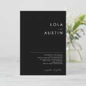 Modern minimalistisch zwart | Fotobruiloft Kaart (Staand voorkant)