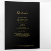 Modern minimalistisch | Zwart goud Drieluik Uitnodiging (Binnenzijde eerst)