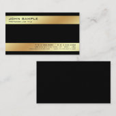 Modern minimalistisch zwart goud stijlvol effen visitekaartje (Voorkant / Achterkant)