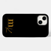 Modern minimalistisch zwart goudmonogram Case-Mate iPhone case (Achterkant (horizontaal))