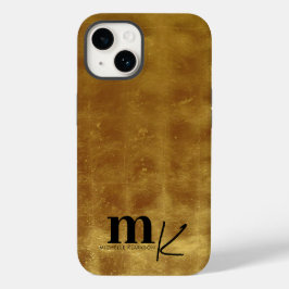 Modern minimalistisch zwart goudmonogram Case-Mate iPhone 14 hoesje