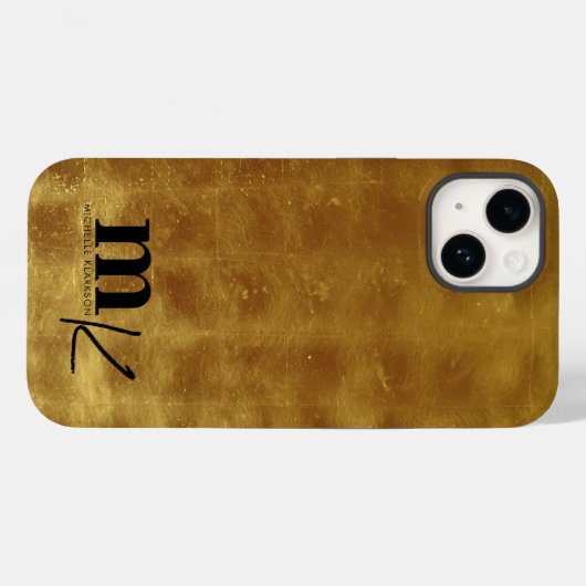 Modern minimalistisch zwart goudmonogram Case-Mate iPhone case (Achterkant (horizontaal))