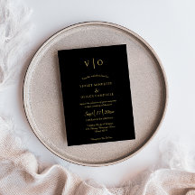 Modern minimalistisch | Zwart goudmonogram huwelij