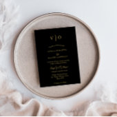 Modern minimalistisch | Zwart goudmonogram huwelij Kaart