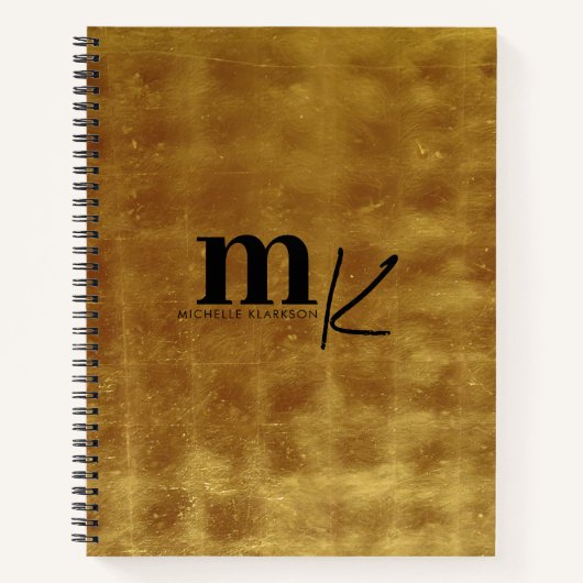 Modern minimalistisch zwart goudmonogram notitieboek (Voorkant)