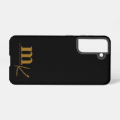 Modern minimalistisch zwart goudmonogram samsung galaxy hoesje (Achterkant horizontaal)