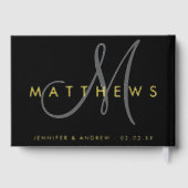 Modern minimalistisch zwart grijs monogram bruilof gastenboek (Achterkant)