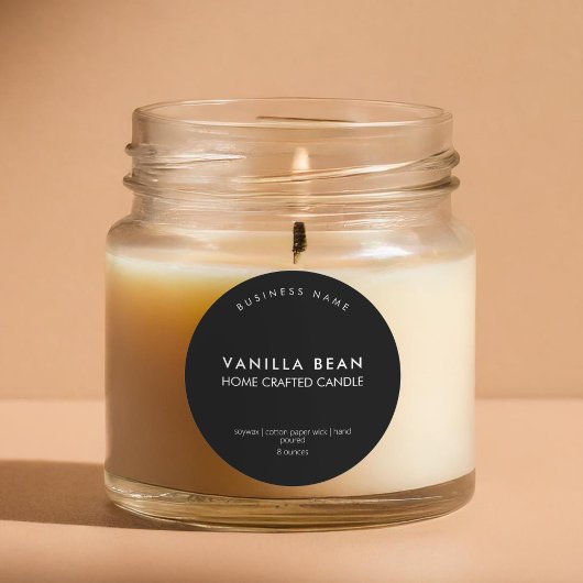 Modern minimalistisch zwart homemade-productlabel ronde sticker