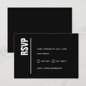 Modern minimalistisch zwart huwelijk RSVP kaartje (Voorkant / Achterkant)