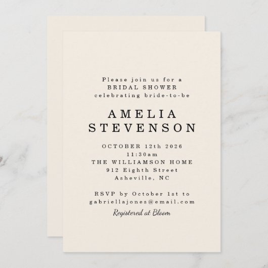 Modern minimalistisch zwart Ivory Vrijgezellenfees Kaart (Voorkant / Achterkant)