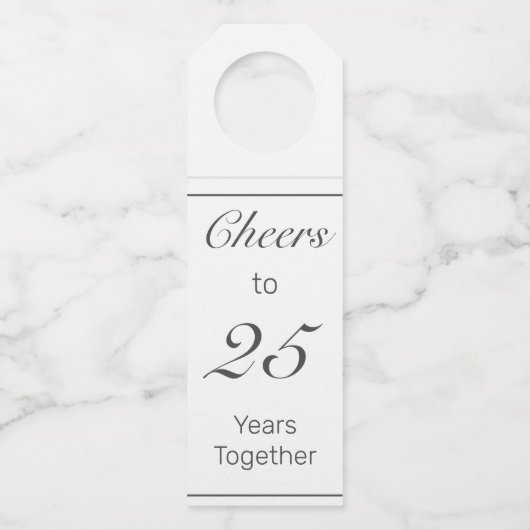 Modern minimalistisch zwart Jubileum Flessenhanger (Voorkant)