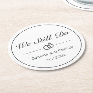 Modern minimalistisch zwart Jubileum Ronde Kartonnen Onderzetter