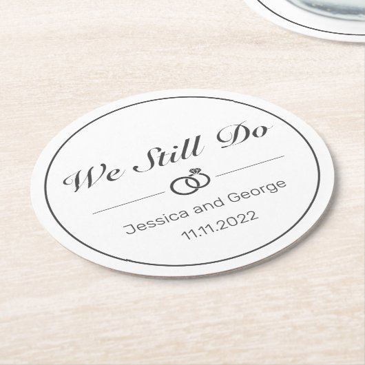 Modern minimalistisch zwart Jubileum Ronde Kartonnen Onderzetter (Gebogen)