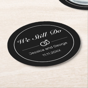 Modern minimalistisch zwart Jubileum Ronde Kartonnen Onderzetter