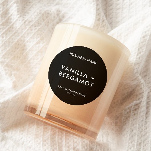 Modern minimalistisch zwart kaartenlabel ronde sticker