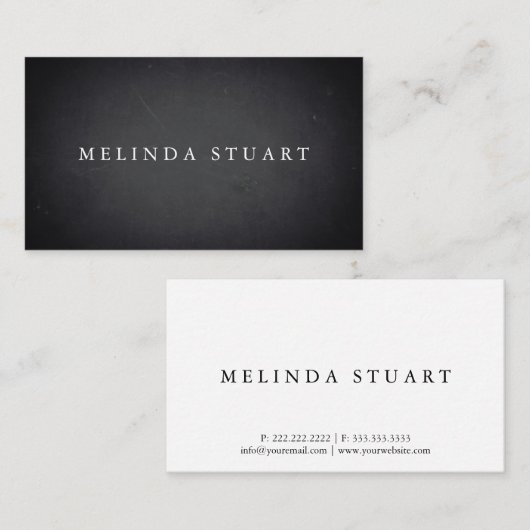 Modern minimalistisch zwart karton visitekaartje (Voorkant / Achterkant)