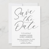 Modern Minimalistisch Zwart Manuscript sparen de D Aankondiging (Voorkant)