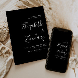 Modern Minimalistisch Zwart Manuscript sparen de D Aankondiging