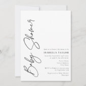 Modern Minimalistisch Zwart Manuscript Witte Baby Kaart (Voorkant)