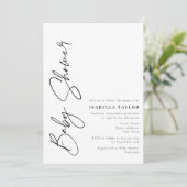 Modern Minimalistisch Zwart Manuscript Witte Baby  Kaart (Staand voorkant)