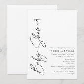 Modern Minimalistisch Zwart Manuscript Witte Baby  Kaart (Voorkant / Achterkant)