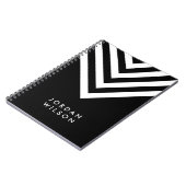 Modern minimalistisch zwart met witte Chevron Notitieboek (Linkerzijde)