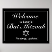 Modern minimalistisch zwart Mitzvah welkomstteken Poster (Voorkant)