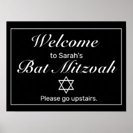Modern minimalistisch zwart Mitzvah welkomstteken Poster