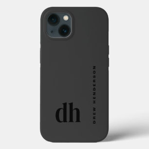 Modern minimalistisch zwart monogram iPhone 13 hoesje