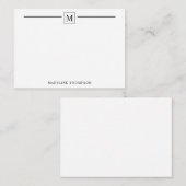 Modern minimalistisch zwart monogram lijnplein notitiekaartje (Voorkant / Achterkant)