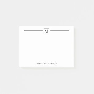 Modern minimalistisch zwart monogram lijnplein post-it® notes
