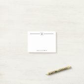 Modern minimalistisch zwart monogram lijnplein post-it® notes (Op bureau)