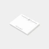 Modern minimalistisch zwart monogram lijnplein post-it® notes (Schuin)