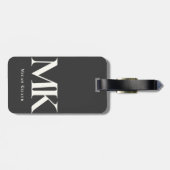 Modern minimalistisch zwart monogram zwart-wit bagagelabel (Achterkant horizontaal)