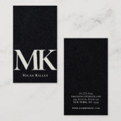 Modern minimalistisch zwart monogram zwart-wit visitekaartje (Voorkant / Achterkant)