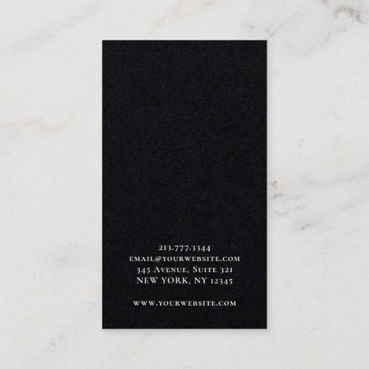 Modern minimalistisch zwart monogram zwart-wit visitekaartje (Achterkant)