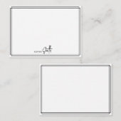 Modern minimalistisch zwart omzoomd stijlvol scrip notitiekaartje (Voorkant / Achterkant)