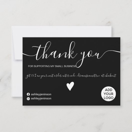 Modern minimalistisch zwart op wit, bedankt (Voorkant)