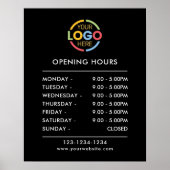 Modern minimalistisch zwart | Openingstijden van b Poster (Voorkant)