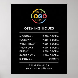 Modern minimalistisch zwart | Openingstijden van b Poster