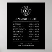 Modern minimalistisch zwart | Openingstijden van b Poster (Voorkant)