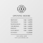 Modern minimalistisch zwart | Openingstijden van b Raamsticker (Vel)