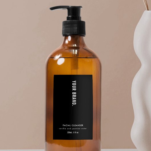 Modern minimalistisch zwart product waterdicht lab voedselcontainer etiket