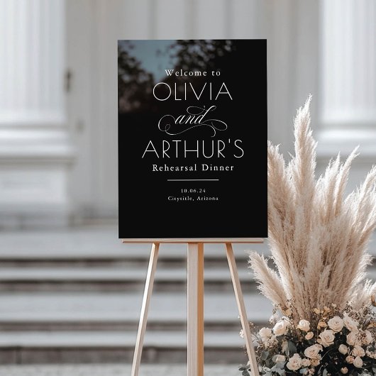Modern minimalistisch zwart repetitie diner welkom acryl bord