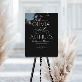 Modern minimalistisch zwart repetitie diner welkom acryl bord