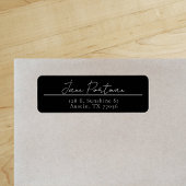 Modern minimalistisch zwart retour adres label