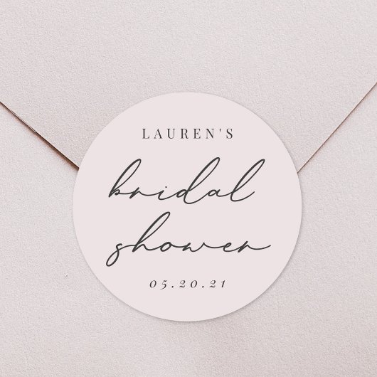 Modern minimalistisch zwart-roze Vrijgezellenfeest Ronde Sticker